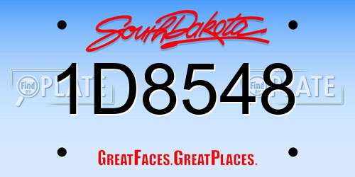 1D8548 South Dakota License Plate