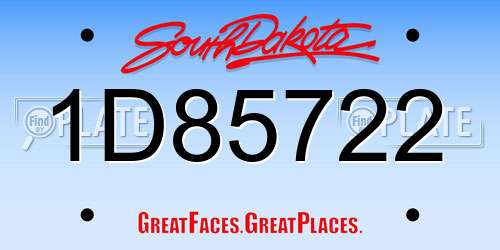 1D85722 South Dakota License Plate