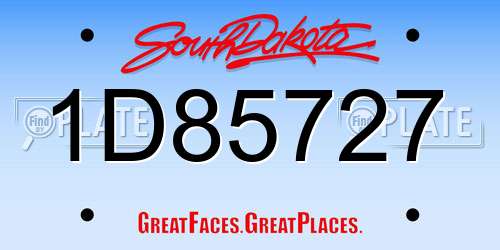 1D85727 South Dakota License Plate