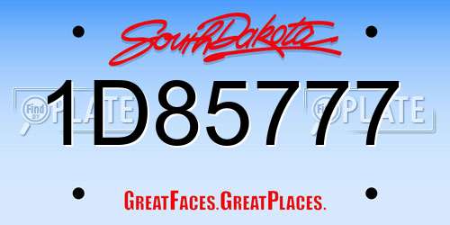 1D85777 South Dakota License Plate