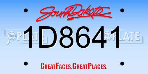 1D8641 South Dakota License Plate