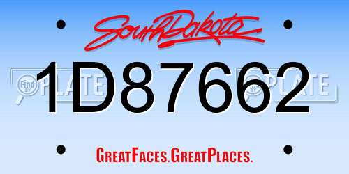 1D87662 South Dakota License Plate