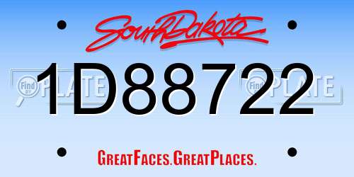 1D88722 South Dakota License Plate