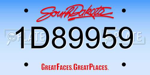 1D89959 South Dakota License Plate