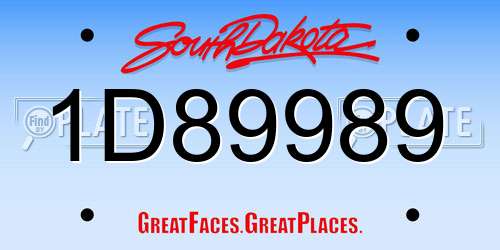 1D89989 South Dakota License Plate