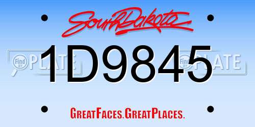 1D9845 South Dakota License Plate