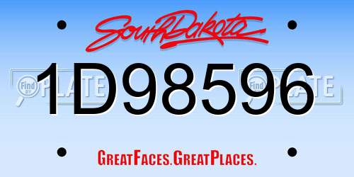 1D98596 South Dakota License Plate