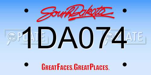 1DA074 South Dakota License Plate