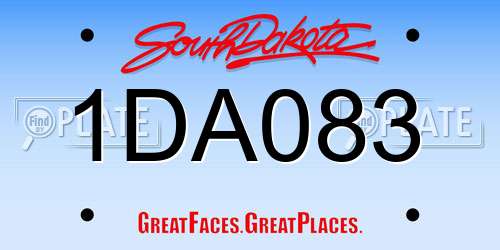 1DA083 South Dakota License Plate