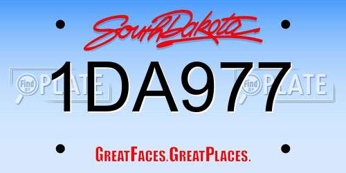 1DA977 South Dakota License Plate
