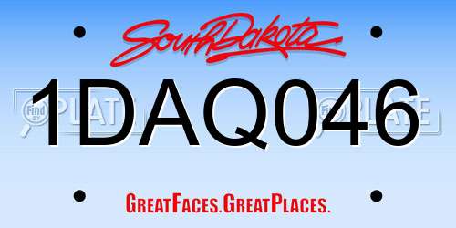 1DAQ046 South Dakota License Plate