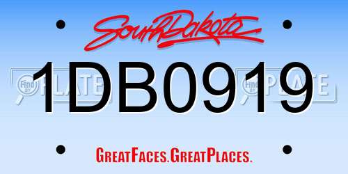 1DB0919 South Dakota License Plate