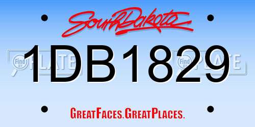 1DB1829 South Dakota License Plate