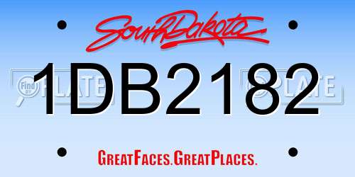 1DB2182 South Dakota License Plate