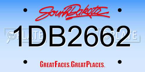 1DB2662 South Dakota License Plate