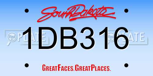 1DB316 South Dakota License Plate
