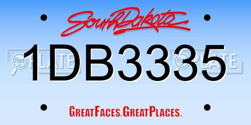 1DB3335 South Dakota License Plate