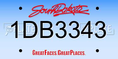 1DB3343 South Dakota License Plate