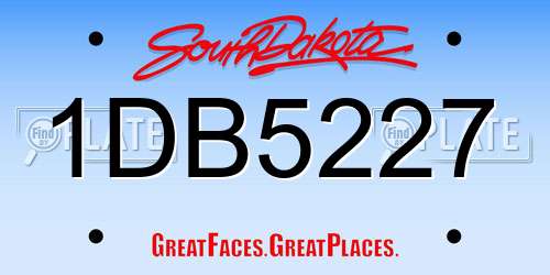 1DB5227 South Dakota License Plate