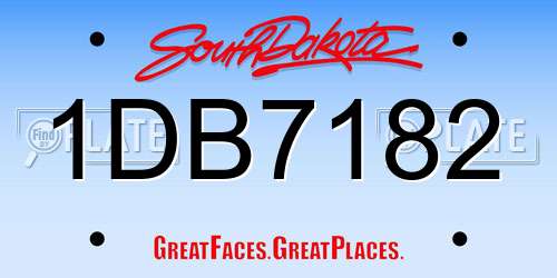 1DB7182 South Dakota License Plate