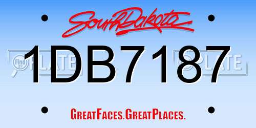 1DB7187 South Dakota License Plate