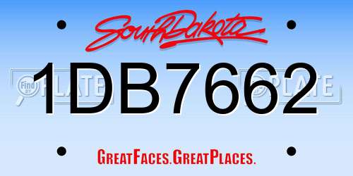 1DB7662 South Dakota License Plate