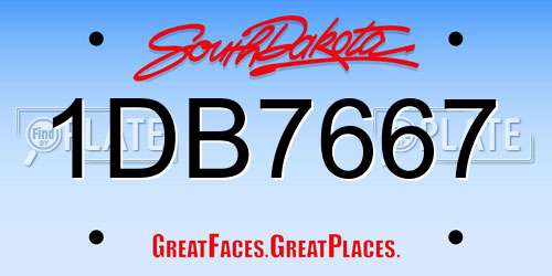 1DB7667 South Dakota License Plate