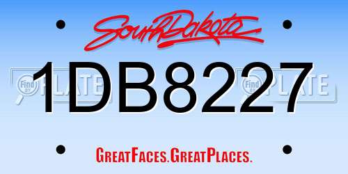 1DB8227 South Dakota License Plate