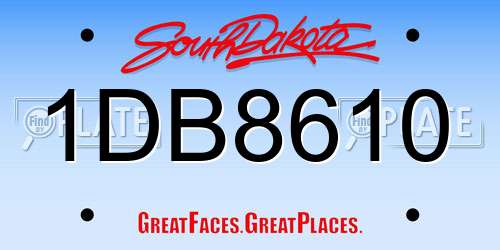 1DB8610 South Dakota License Plate
