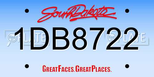1DB8722 South Dakota License Plate