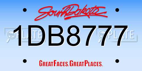1DB8777 South Dakota License Plate