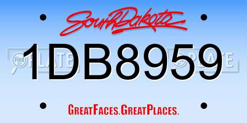1DB8959 South Dakota License Plate