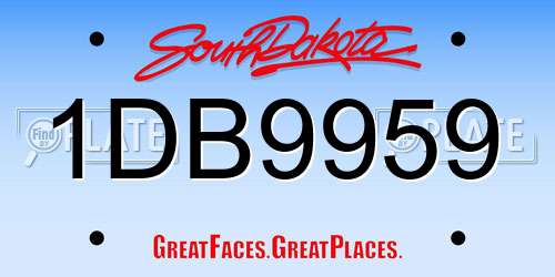 1DB9959 South Dakota License Plate