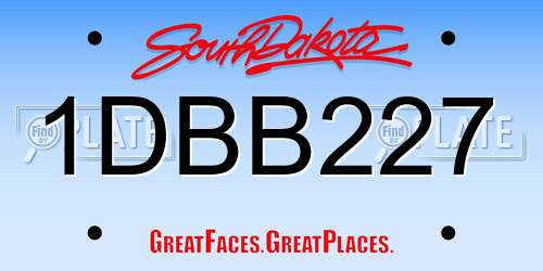 1DBB227 South Dakota License Plate