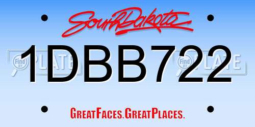 1DBB722 South Dakota License Plate