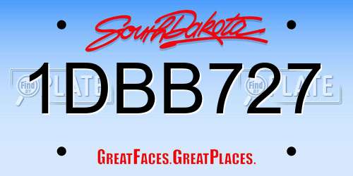 1DBB727 South Dakota License Plate