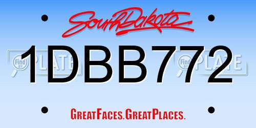 1DBB772 South Dakota License Plate