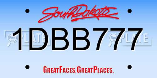 1DBB777 South Dakota License Plate