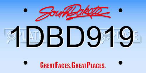1DBD919 South Dakota License Plate