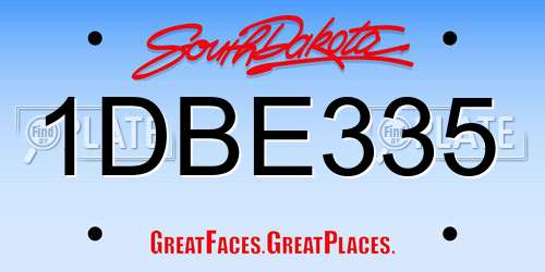 1DBE335 South Dakota License Plate