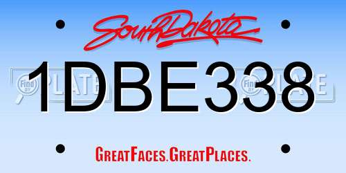 1DBE338 South Dakota License Plate