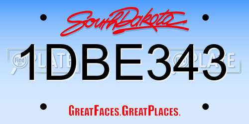 1DBE343 South Dakota License Plate