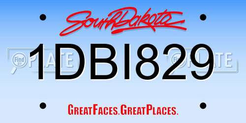 1DBI829 South Dakota License Plate