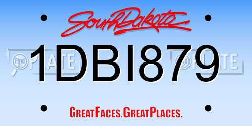 1DBI879 South Dakota License Plate