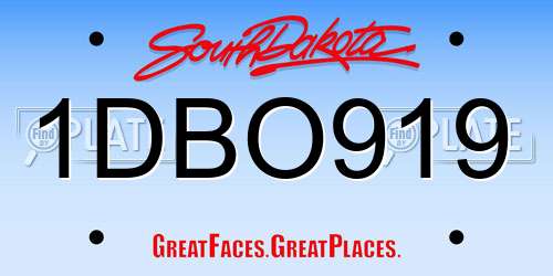 1DBO919 South Dakota License Plate