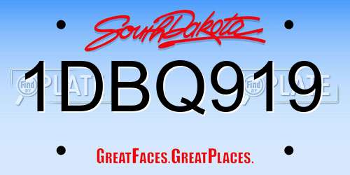1DBQ919 South Dakota License Plate
