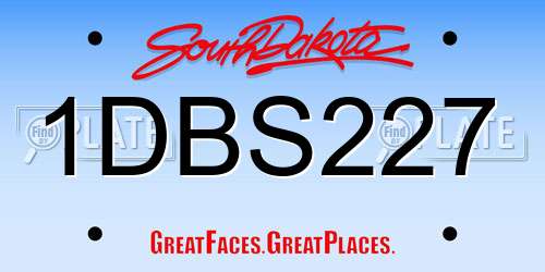 1DBS227 South Dakota License Plate