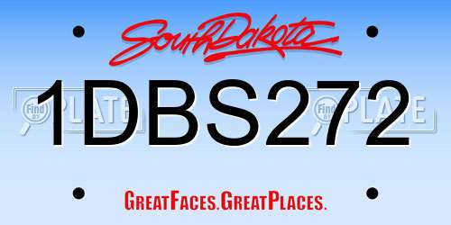 1DBS272 South Dakota License Plate