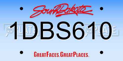 1DBS610 South Dakota License Plate