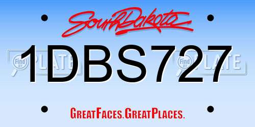 1DBS727 South Dakota License Plate
